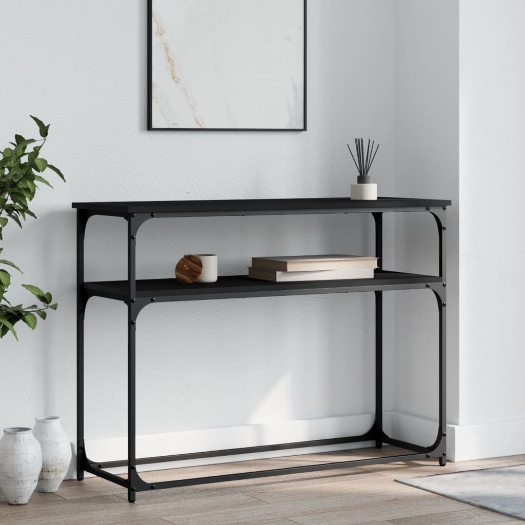 vidaXL Măsuță consolă, negru, 100x35,5x75 cm, lemn compozit vidaXL Măsuță consolă, negru, 100x35,5x75 cm, lemn compozit