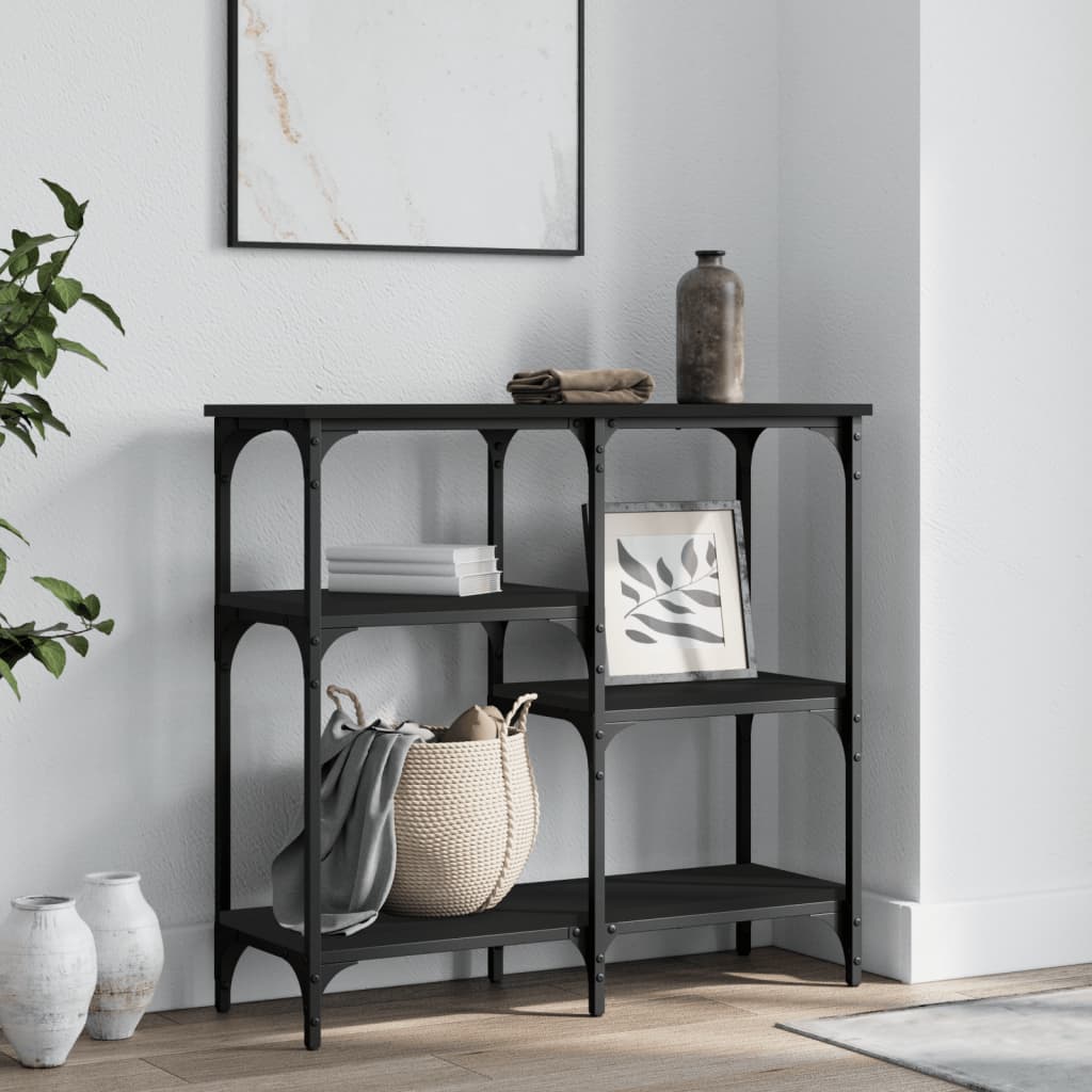 vidaXL Măsuță consolă, negru, 80x29x75 cm, lemn compozit vidaXL Măsuță consolă, negru, 80x29x75 cm, lemn compozit