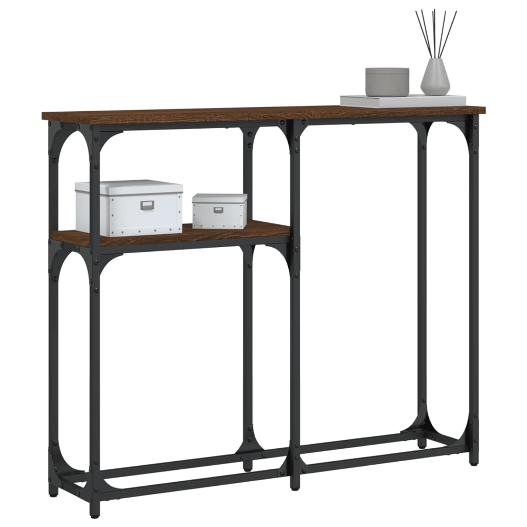 vidaXL Măsuță consolă, stejar maro, 90x22,5x75 cm, lemn prelucrat vidaXL Măsuță consolă, stejar maro, 90x22,5x75 cm, lemn prelucrat