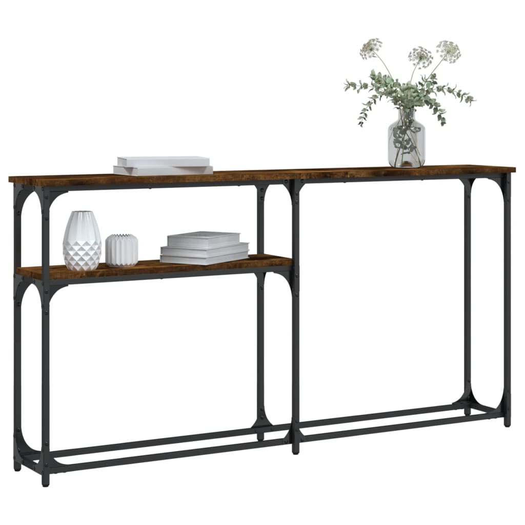 vidaXL Măsuță consolă, stejar fumuriu, 145x22,5x75 cm, lemn prelucrat vidaXL Măsuță consolă, stejar fumuriu, 145x22,5x75 cm, lemn prelucrat