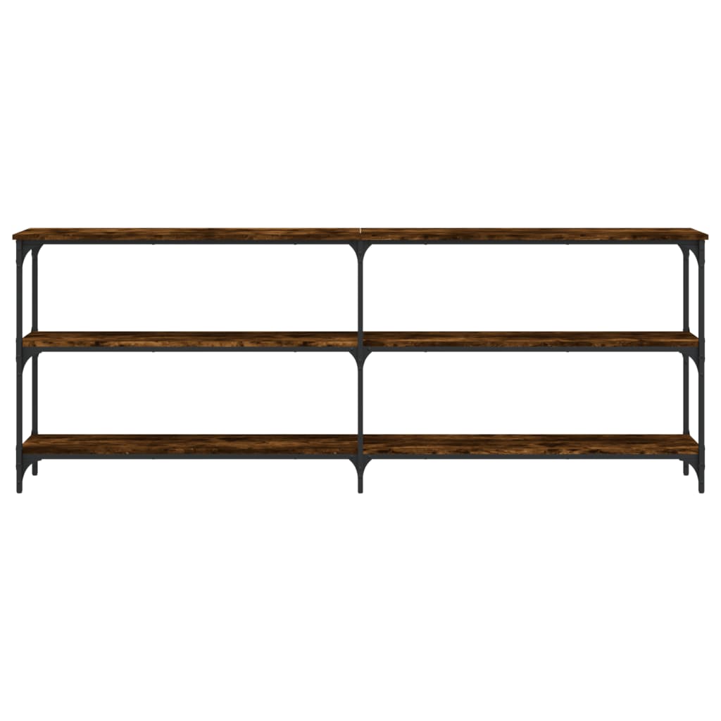 vidaXL Măsuță consolă, stejar fumuriu, 200x29x75 cm, lemn prelucrat vidaXL Măsuță consolă, stejar fumuriu, 200x29x75 cm, lemn prelucrat