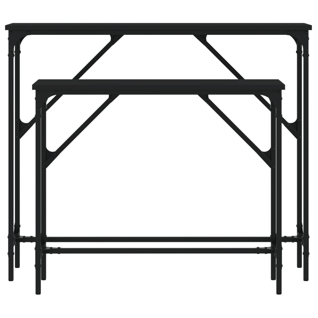 vidaXL Măsuțe console, 2 buc., negru, lemn compozit