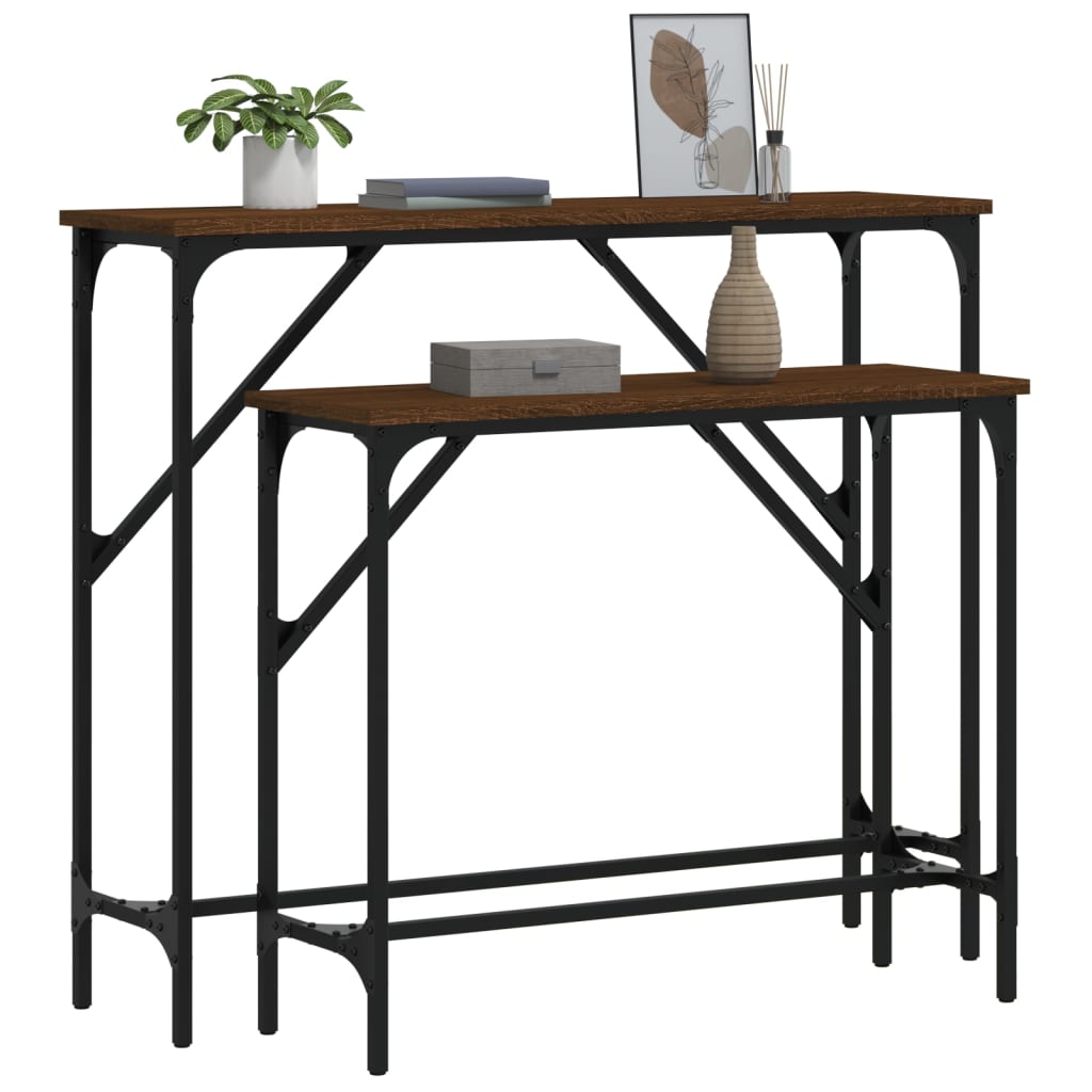 vidaXL Măsuțe console, 2 buc., stejar maro, lemn compozit