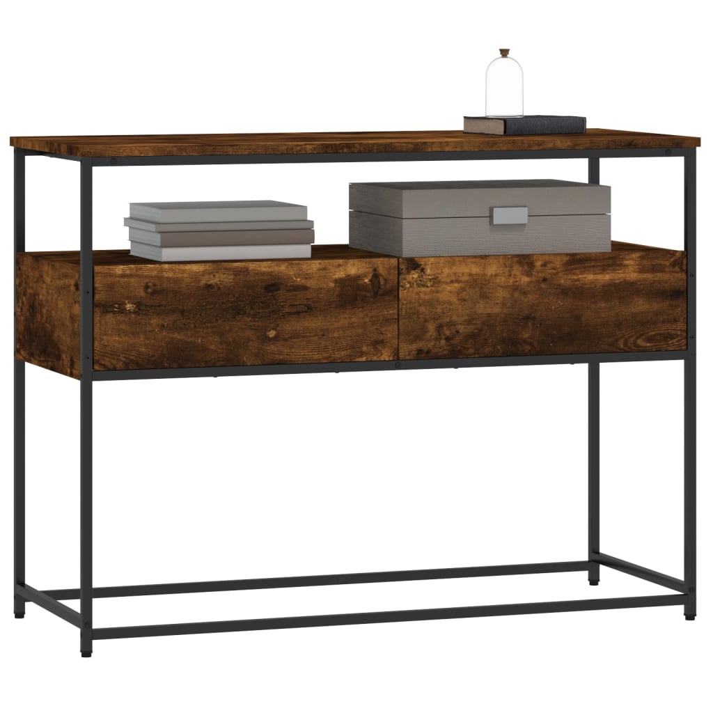 vidaXL Măsuță consolă, stejar fumuriu, 100x40x75 cm, lemn prelucrat vidaXL Măsuță consolă, stejar fumuriu, 100x40x75 cm, lemn prelucrat
