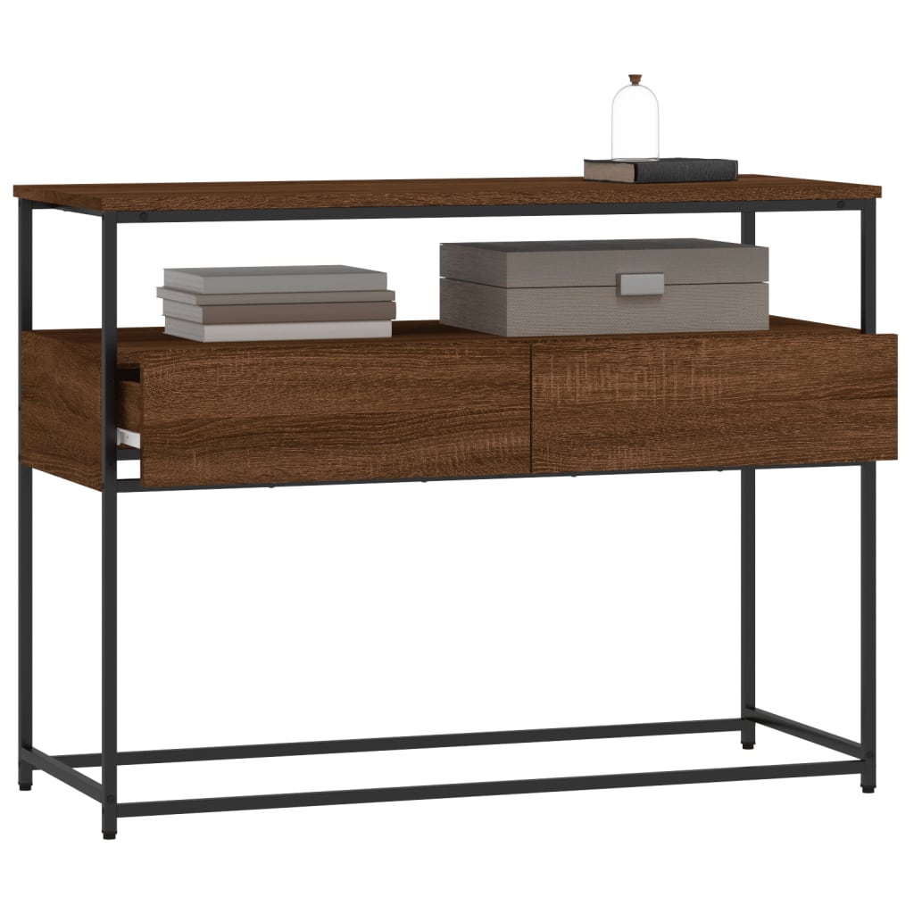 vidaXL Măsuță consolă, stejar maro, 100x40x75 cm, lemn prelucrat vidaXL Măsuță consolă, stejar maro, 100x40x75 cm, lemn prelucrat