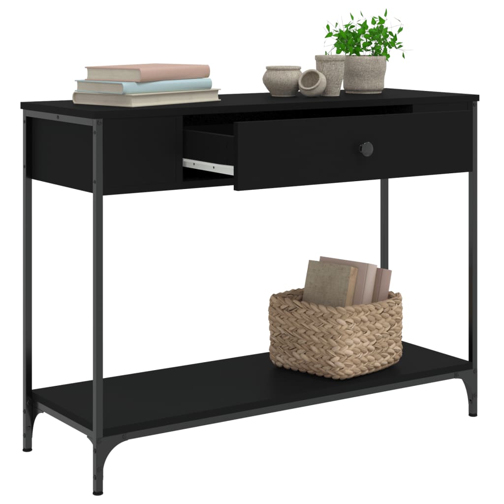 vidaXL Măsuță consolă, negru, 100x34,5x75 cm, lemn compozit vidaXL Măsuță consolă, negru, 100x34,5x75 cm, lemn compozit