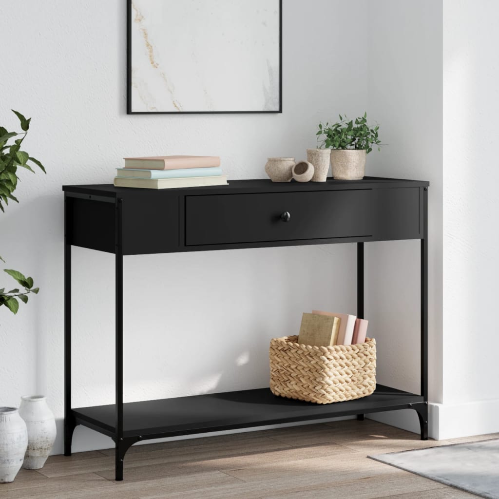 vidaXL Măsuță consolă, negru, 100x34,5x75 cm, lemn compozit vidaXL Măsuță consolă, negru, 100x34,5x75 cm, lemn compozit