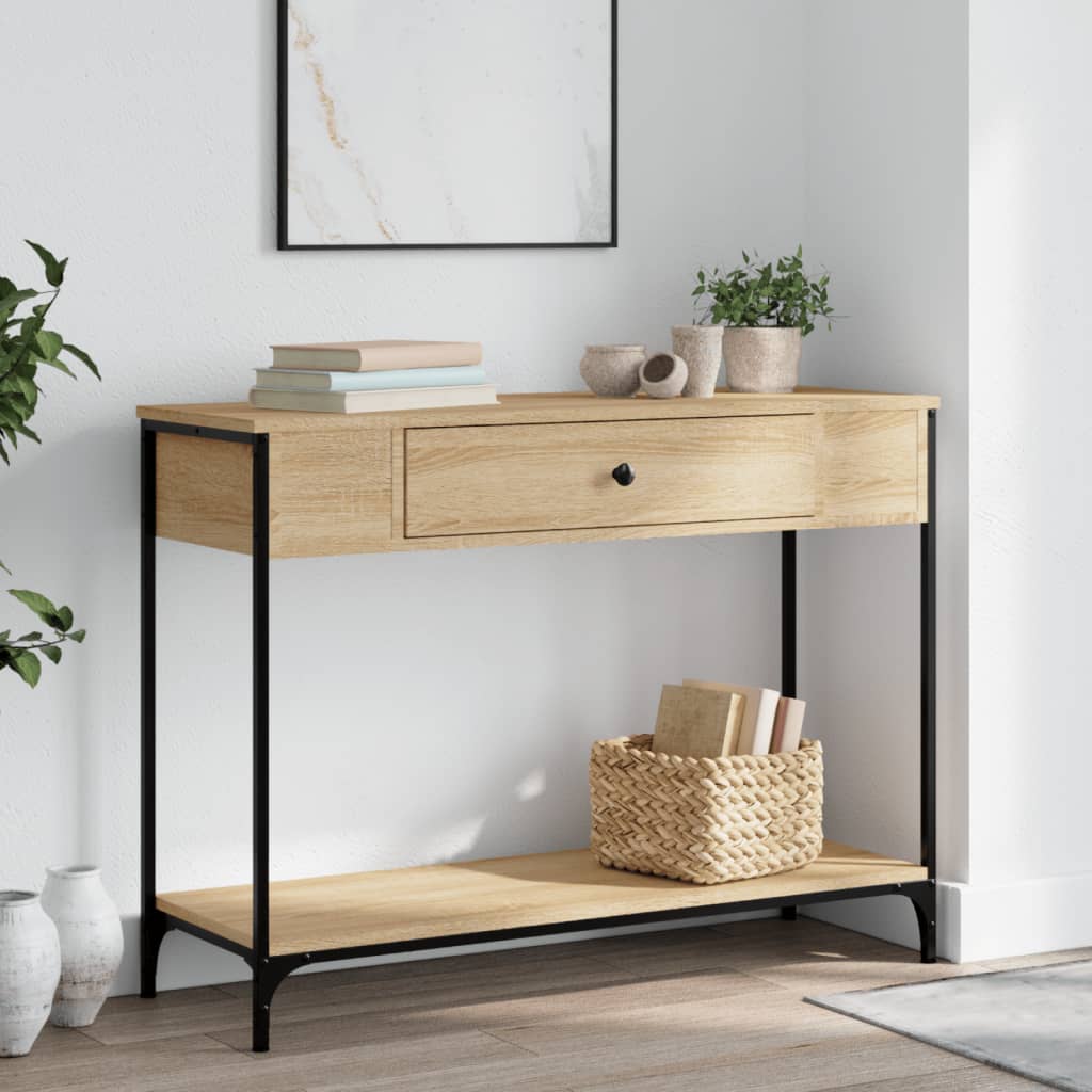 vidaXL Măsuță consolă, stejar sonoma, 100x34,5x75 cm, lemn prelucrat vidaXL Măsuță consolă, stejar sonoma, 100x34,5x75 cm, lemn prelucrat