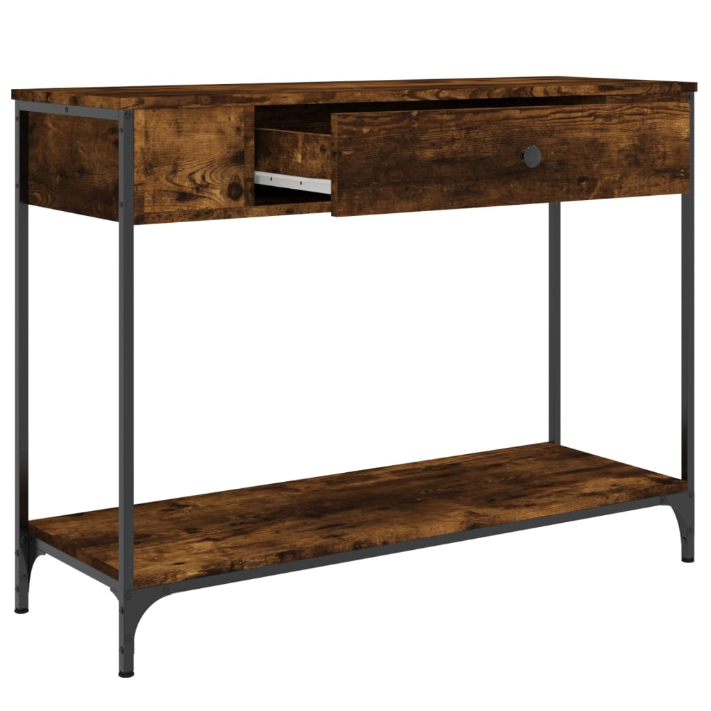 vidaXL Măsuță consolă, stejar fumuriu, 100x34,5x75 cm, lemn prelucrat vidaXL Măsuță consolă, stejar fumuriu, 100x34,5x75 cm, lemn prelucrat