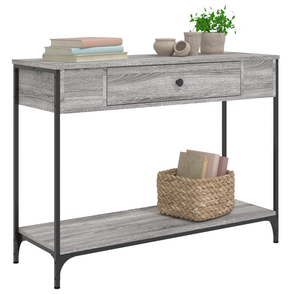 vidaXL Măsuță consolă, gri sonoma, 100x34,5x75 cm, lemn prelucrat vidaXL Măsuță consolă, gri sonoma, 100x34,5x75 cm, lemn prelucrat