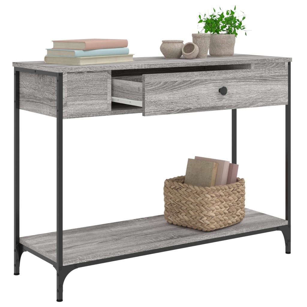 vidaXL Măsuță consolă, gri sonoma, 100x34,5x75 cm, lemn prelucrat vidaXL Măsuță consolă, gri sonoma, 100x34,5x75 cm, lemn prelucrat