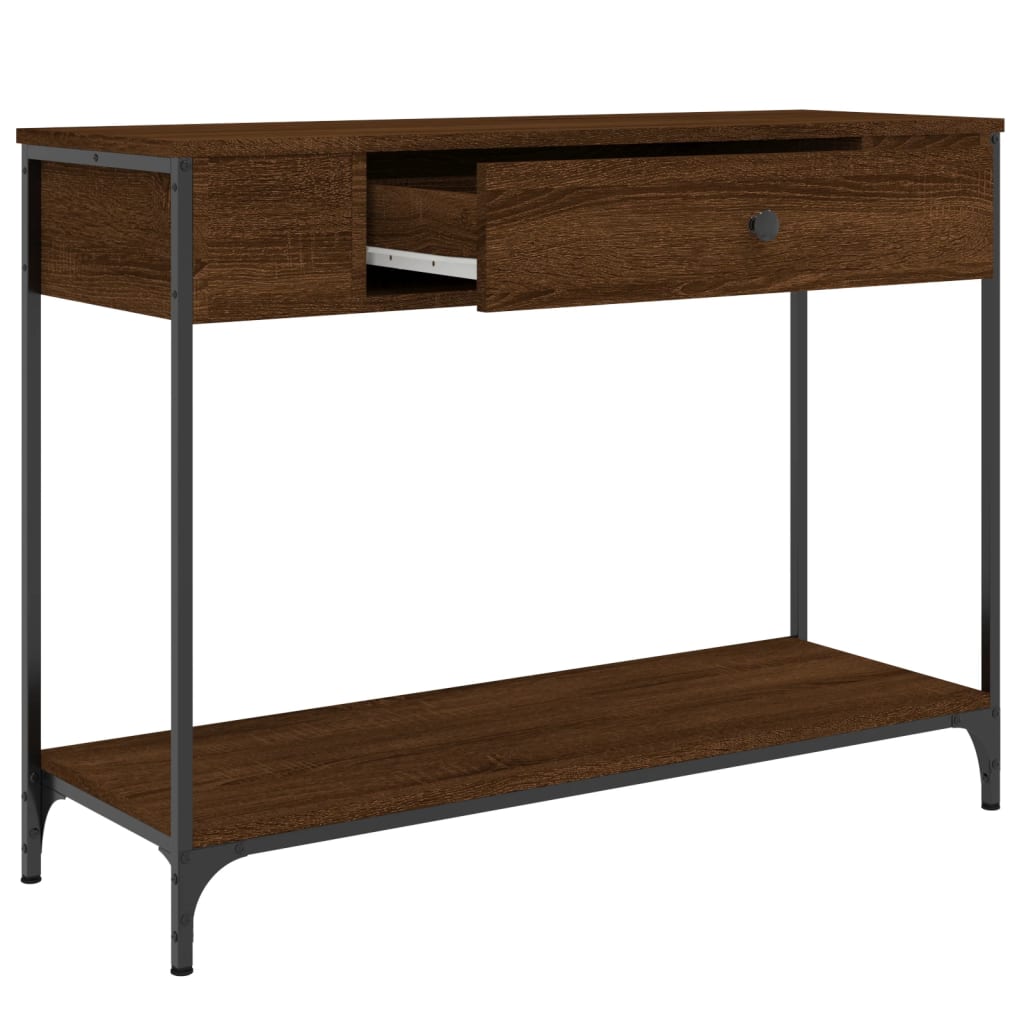 vidaXL Măsuță consolă, stejar maro, 100x34,5x75 cm, lemn prelucrat vidaXL Măsuță consolă, stejar maro, 100x34,5x75 cm, lemn prelucrat