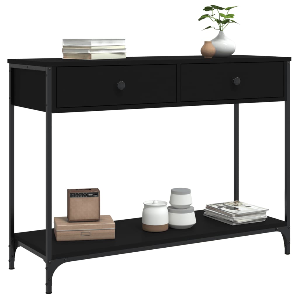 vidaXL Măsuță consolă, negru, 100x34,5x75 cm, lemn compozit vidaXL Măsuță consolă, negru, 100x34,5x75 cm, lemn compozit