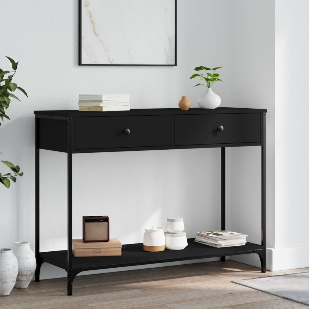 vidaXL Măsuță consolă, negru, 100x34,5x75 cm, lemn compozit vidaXL Măsuță consolă, negru, 100x34,5x75 cm, lemn compozit