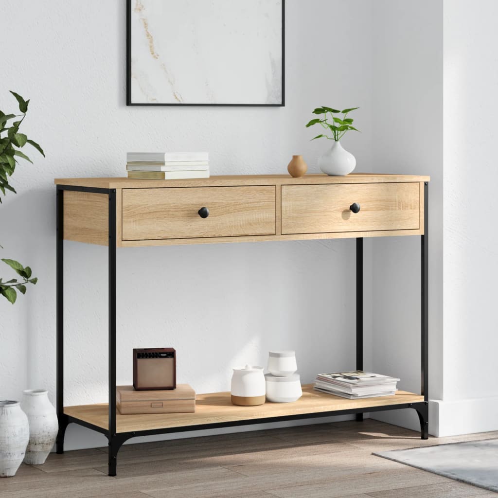 vidaXL Măsuță consolă, stejar sonoma, 100x34,5x75 cm, lemn prelucrat vidaXL Măsuță consolă, stejar sonoma, 100x34,5x75 cm, lemn prelucrat