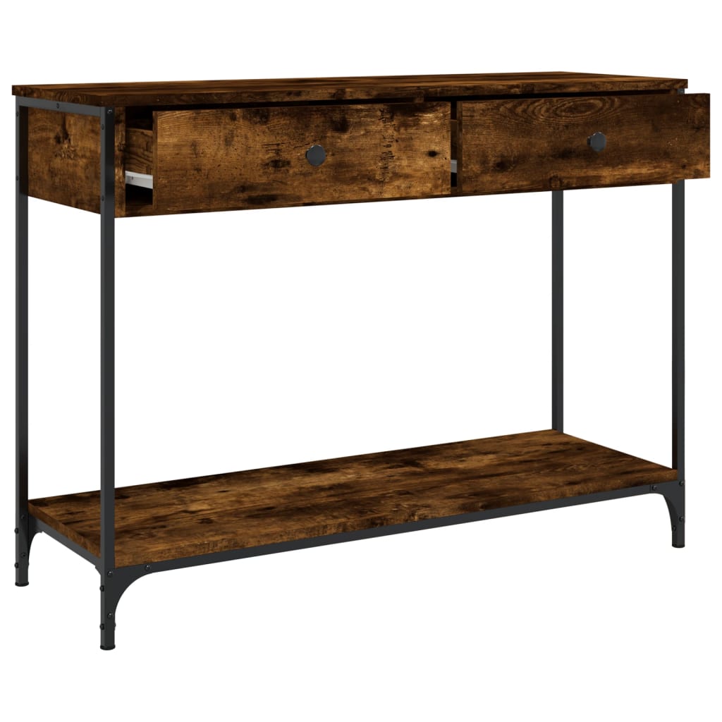 vidaXL Măsuță consolă, stejar fumuriu, 100x34,5x75 cm, lemn prelucrat vidaXL Măsuță consolă, stejar fumuriu, 100x34,5x75 cm, lemn prelucrat