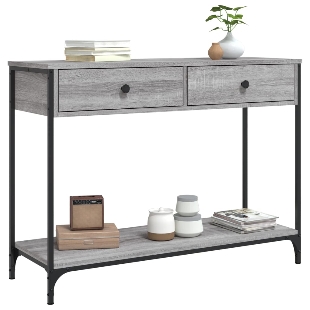 vidaXL Măsuță consolă, gri sonoma, 100x34,5x75 cm, lemn prelucrat vidaXL Măsuță consolă, gri sonoma, 100x34,5x75 cm, lemn prelucrat