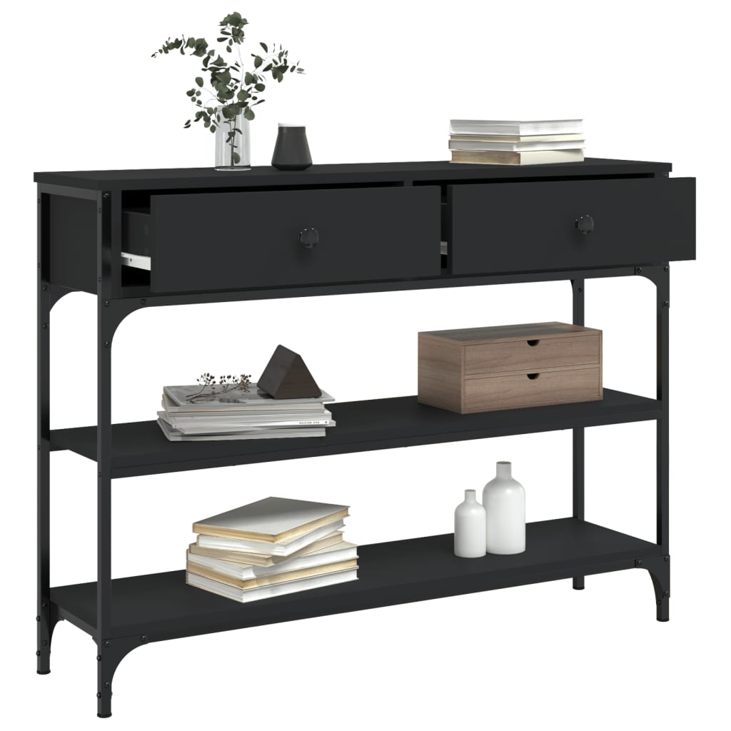vidaXL Măsuță consolă, negru, 100x25x75 cm, lemn compozit vidaXL Măsuță consolă, negru, 100x25x75 cm, lemn compozit