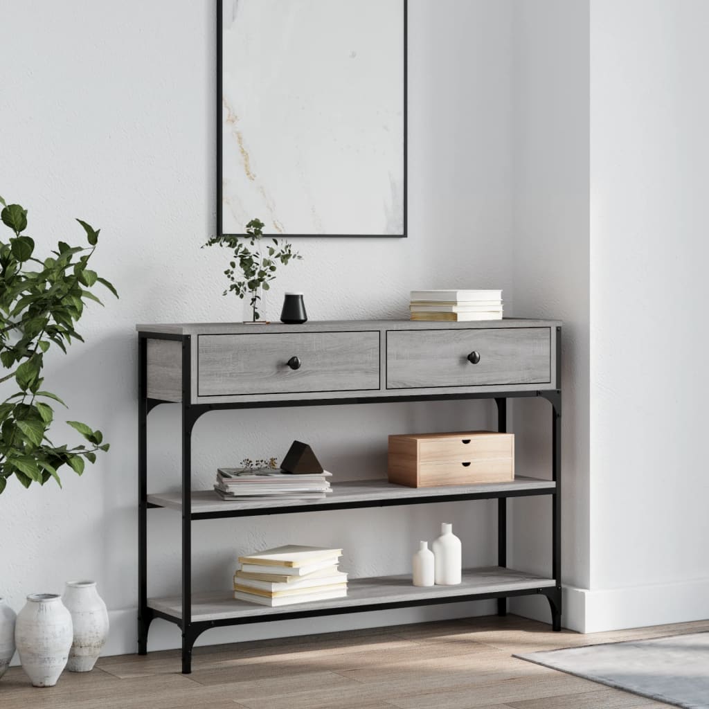 vidaXL Măsuță consolă, gri sonoma, 100x25x75 cm, lemn prelucrat vidaXL Măsuță consolă, gri sonoma, 100x25x75 cm, lemn prelucrat
