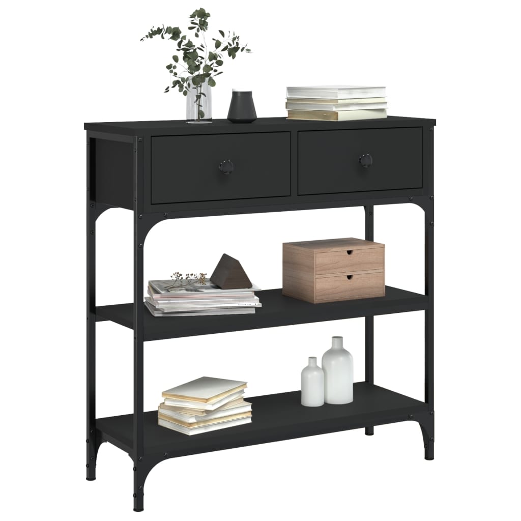 vidaXL Măsuță consolă, negru, 72,5x25x75 cm, lemn compozit vidaXL Măsuță consolă, negru, 72,5x25x75 cm, lemn compozit