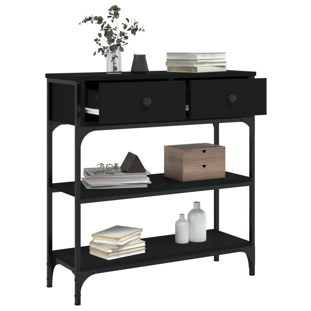 vidaXL Măsuță consolă, negru, 72,5x25x75 cm, lemn compozit vidaXL Măsuță consolă, negru, 72,5x25x75 cm, lemn compozit