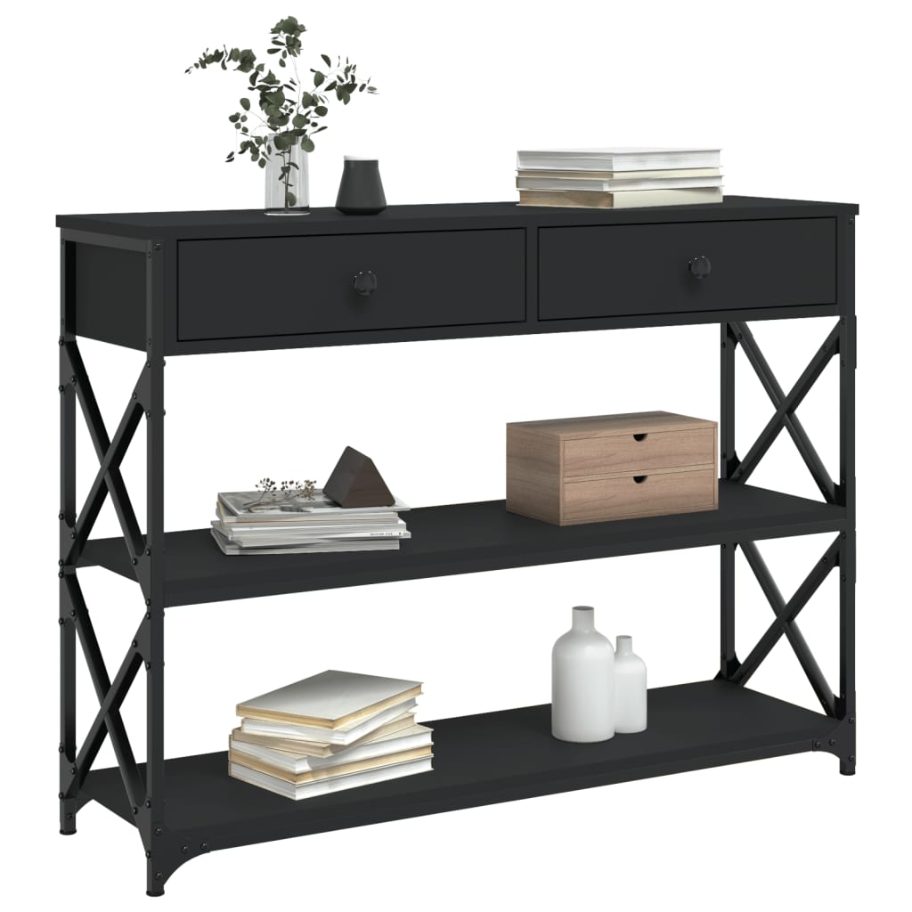 vidaXL Măsuță consolă, negru, 100x28x75 cm, lemn compozit vidaXL Măsuță consolă, negru, 100x28x75 cm, lemn compozit