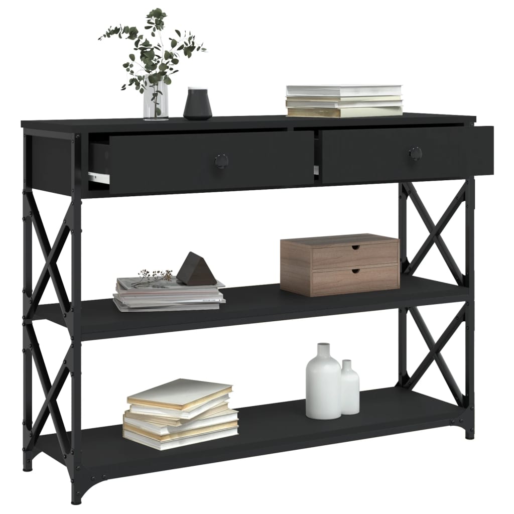 vidaXL Măsuță consolă, negru, 100x28x75 cm, lemn compozit vidaXL Măsuță consolă, negru, 100x28x75 cm, lemn compozit