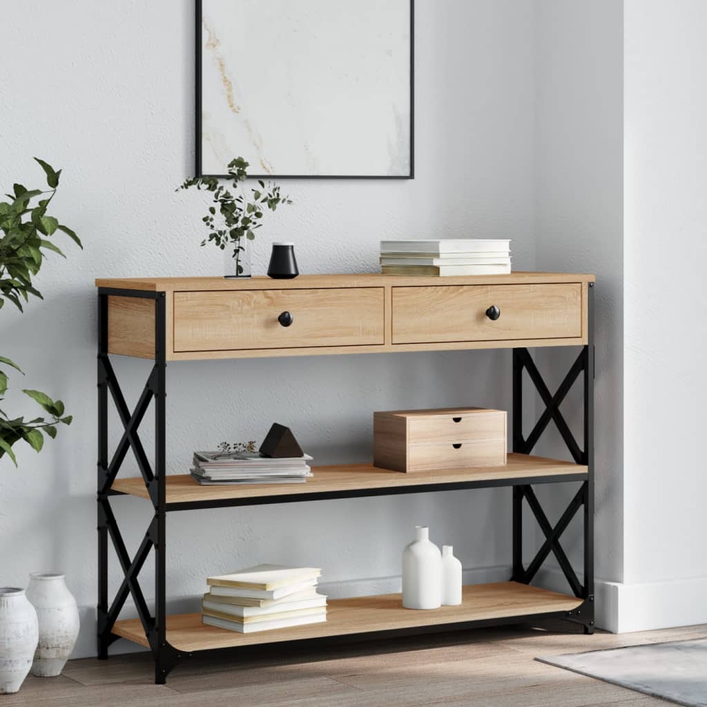 vidaXL Măsuță consolă, stejar sonoma, 100x28x75 cm, lemn prelucrat vidaXL Măsuță consolă, stejar sonoma, 100x28x75 cm, lemn prelucrat