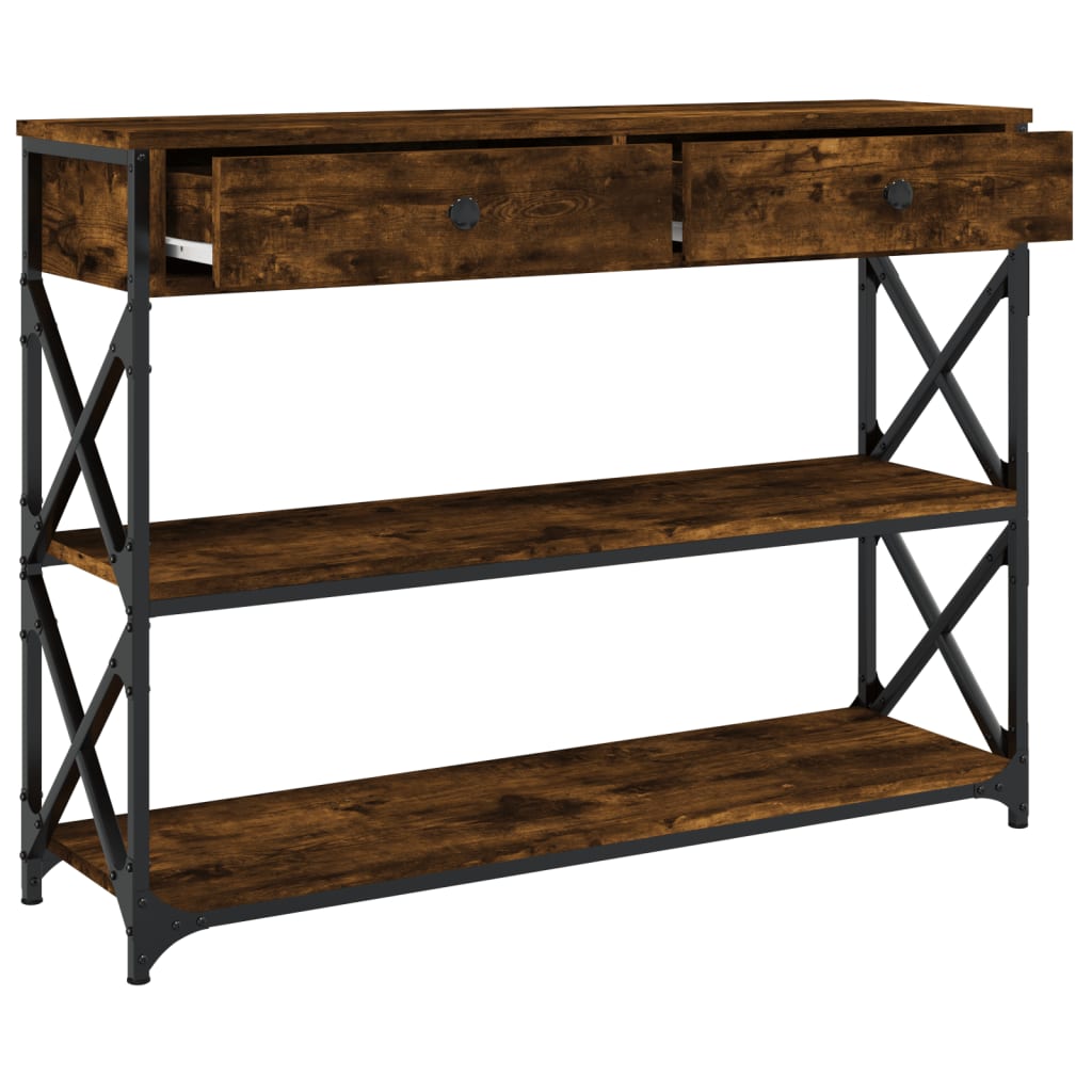 vidaXL Măsuță consolă, stejar fumuriu, 100x28x75 cm, lemn prelucrat vidaXL Măsuță consolă, stejar fumuriu, 100x28x75 cm, lemn prelucrat
