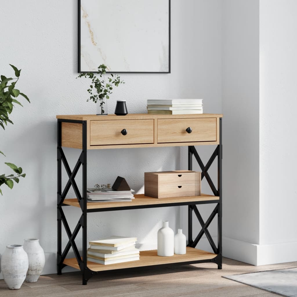 vidaXL Masă consolă, stejar sonoma, 75x28x75 cm, lemn prelucrat vidaXL Masă consolă, stejar sonoma, 75x28x75 cm, lemn prelucrat
