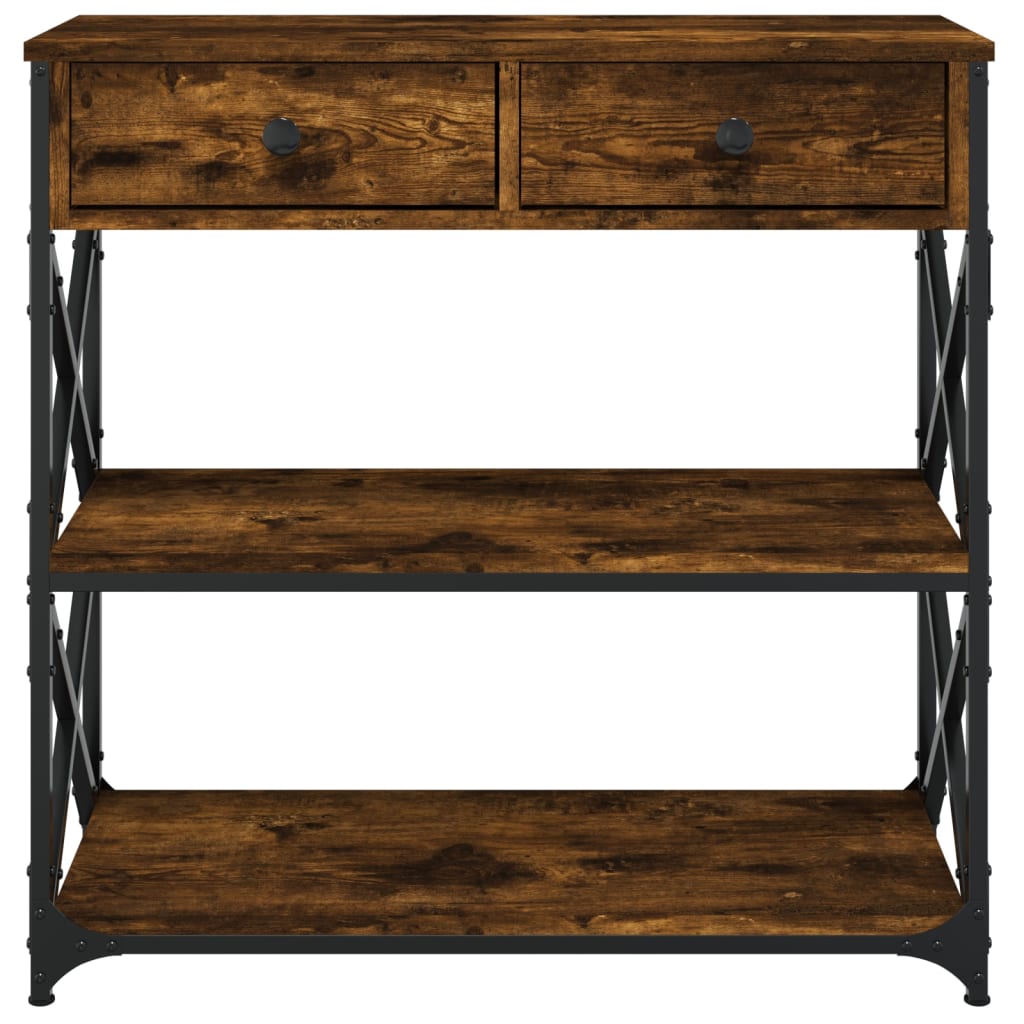 vidaXL Măsuță consolă, stejar fumuriu, 75x28x75 cm, lemn prelucrat vidaXL Măsuță consolă, stejar fumuriu, 75x28x75 cm, lemn prelucrat