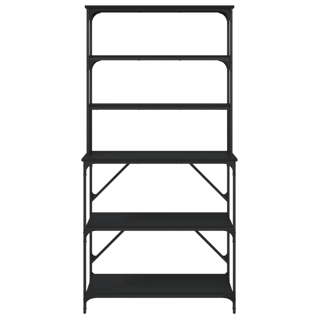 vidaXL Raft brutărie cu 6 niveluri, negru, 90x40x180 cm lemn prelucrat vidaXL Raft brutărie cu 6 niveluri, negru, 90x40x180 cm lemn prelucrat