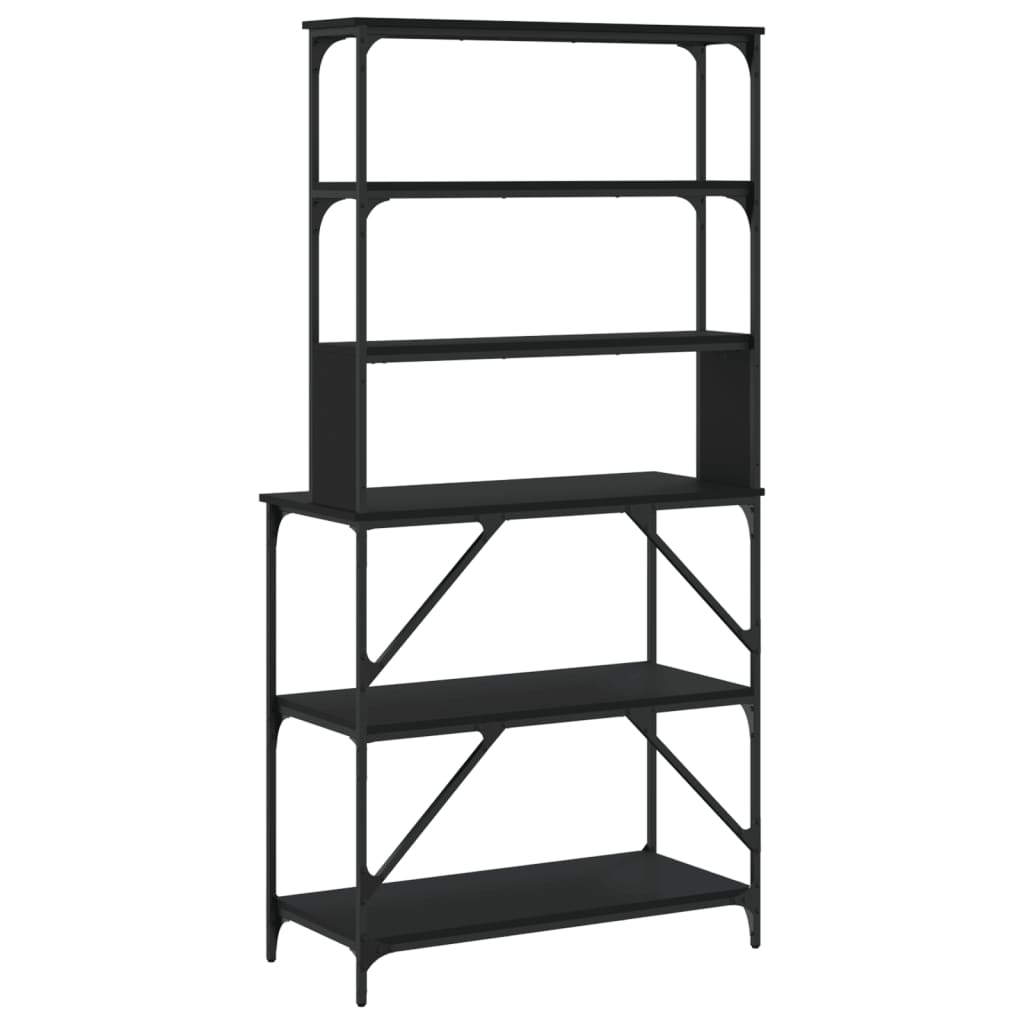 vidaXL Raft brutărie cu 6 niveluri, negru, 90x40x180 cm lemn prelucrat vidaXL Raft brutărie cu 6 niveluri, negru, 90x40x180 cm lemn prelucrat