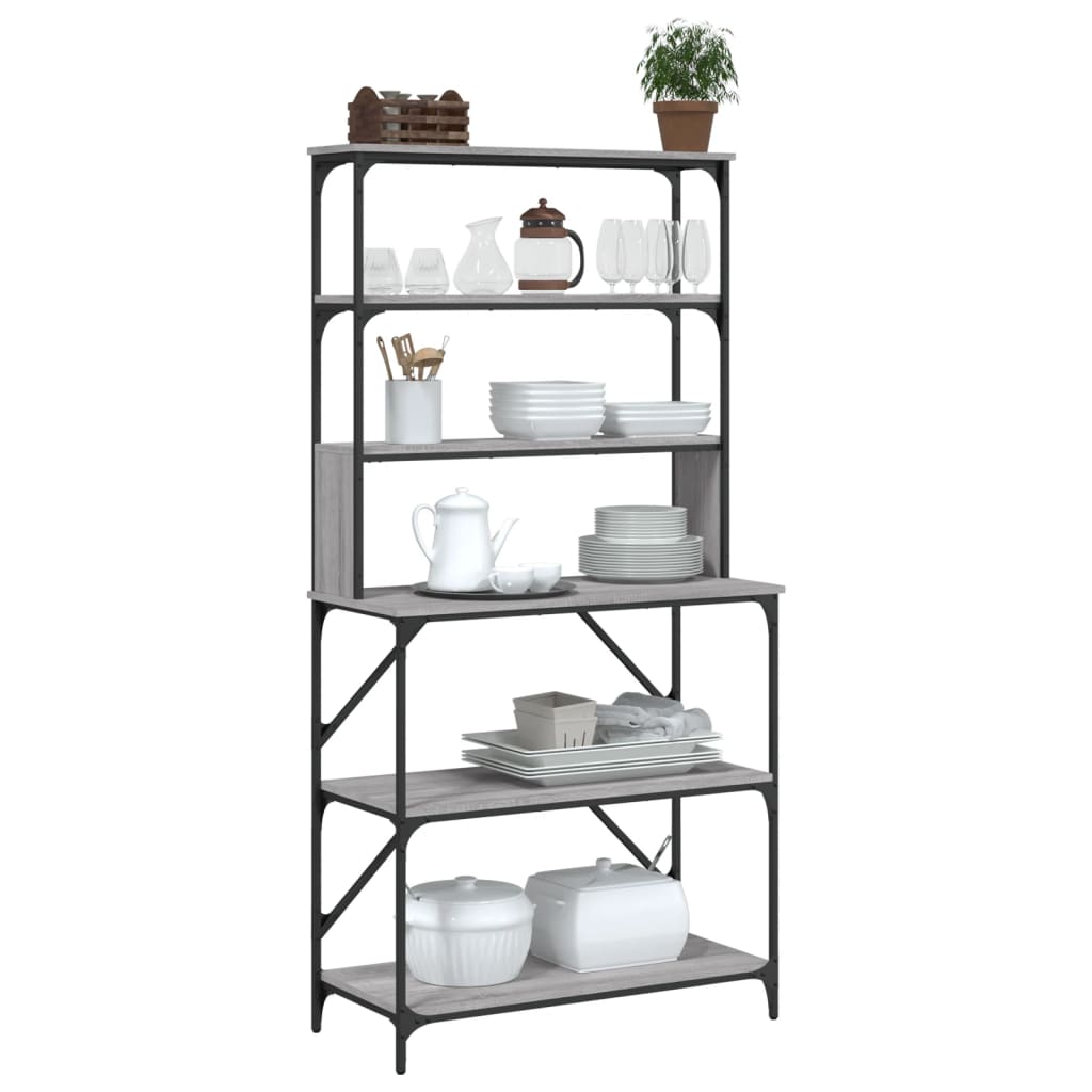 vidaXL Raft brutărie cu 6 niveluri, sonoma gri, 90x40x180 cm, lemn vidaXL Raft brutărie cu 6 niveluri, sonoma gri, 90x40x180 cm, lemn