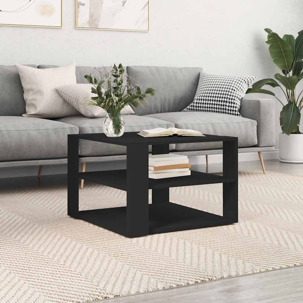 vidaXL Măsuță de cafea, negru, 59,5x59,5x40 cm, lemn compozit vidaXL Măsuță de cafea, negru, 59,5x59,5x40 cm, lemn compozit