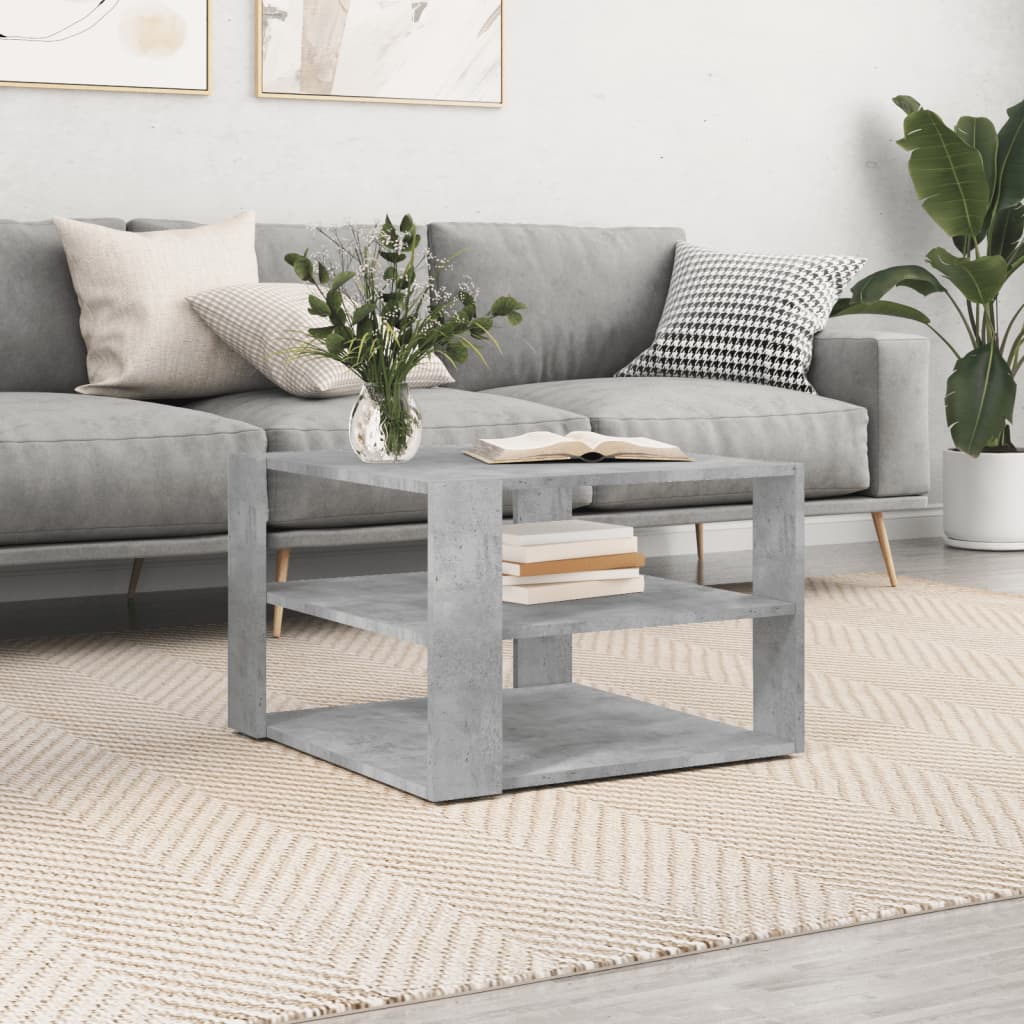 vidaXL Măsuță de cafea, gri beton, 59,5x59,5x40 cm, lemn compozit vidaXL Măsuță de cafea, gri beton, 59,5x59,5x40 cm, lemn compozit