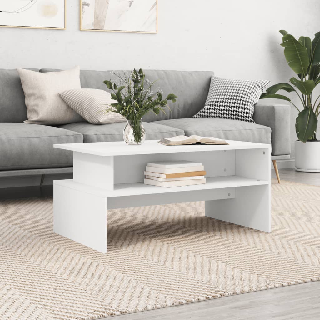 vidaXL Măsuță de cafea, alb, 90x55x42,5 cm, lemn prelucrat vidaXL Măsuță de cafea, alb, 90x55x42,5 cm, lemn prelucrat
