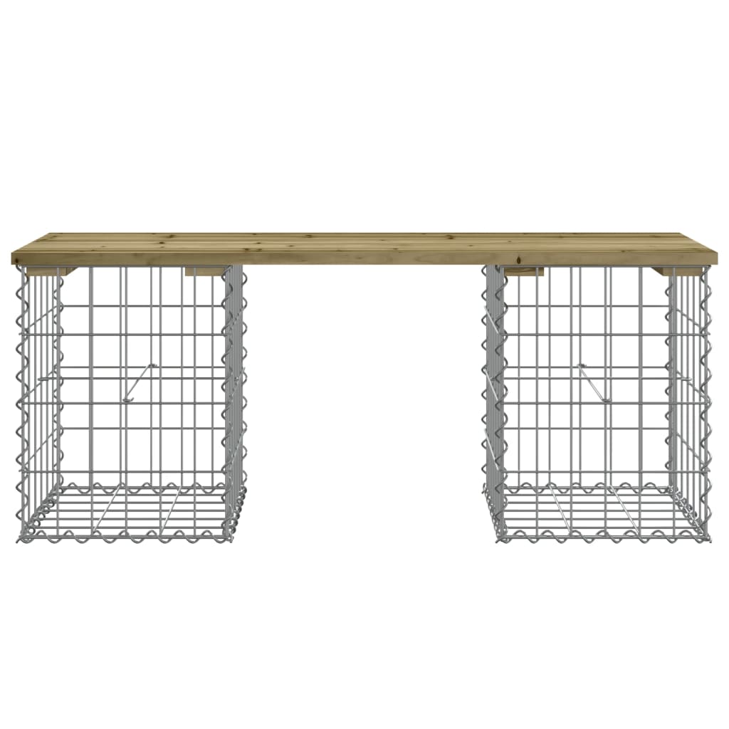 vidaXL Bancă grădină, design gabion, 103x31x42 cm, lemn pin impregnat