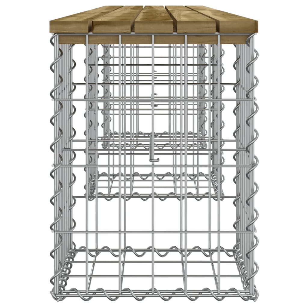 vidaXL Bancă grădină, design gabion, 203x31x42 cm, lemn pin impregnat