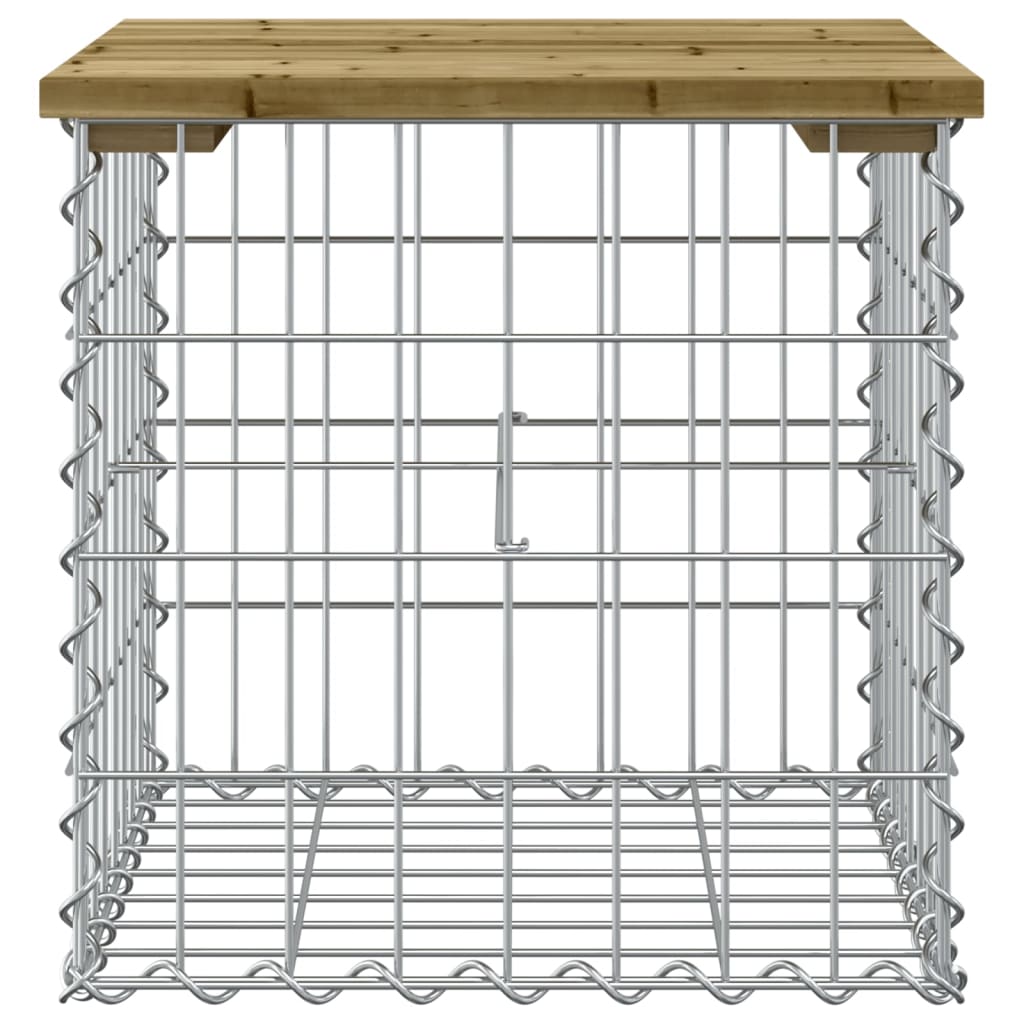 vidaXL Bancă grădină, design gabion, 43x44x42 cm, lemn pin impregnat