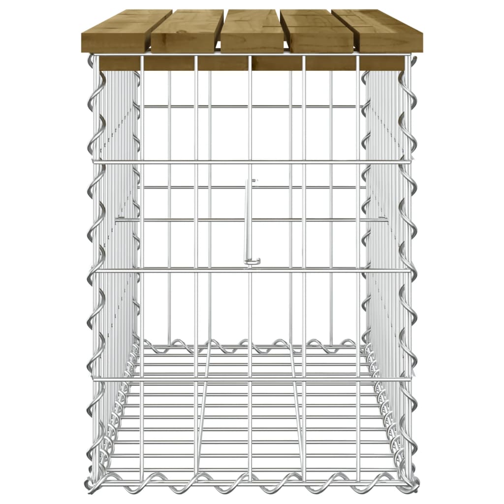 vidaXL Bancă grădină, design gabion, 63x31,5x42 cm, lemn pin impregnat