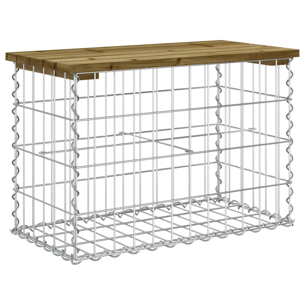 vidaXL Bancă grădină, design gabion, 63x31,5x42 cm, lemn pin impregnat