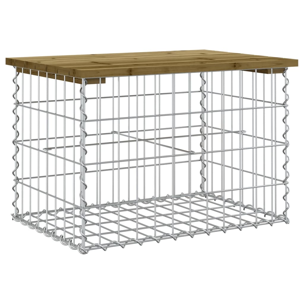 vidaXL Bancă grădină, design gabion, 63x44x42 cm, lemn pin impregnat