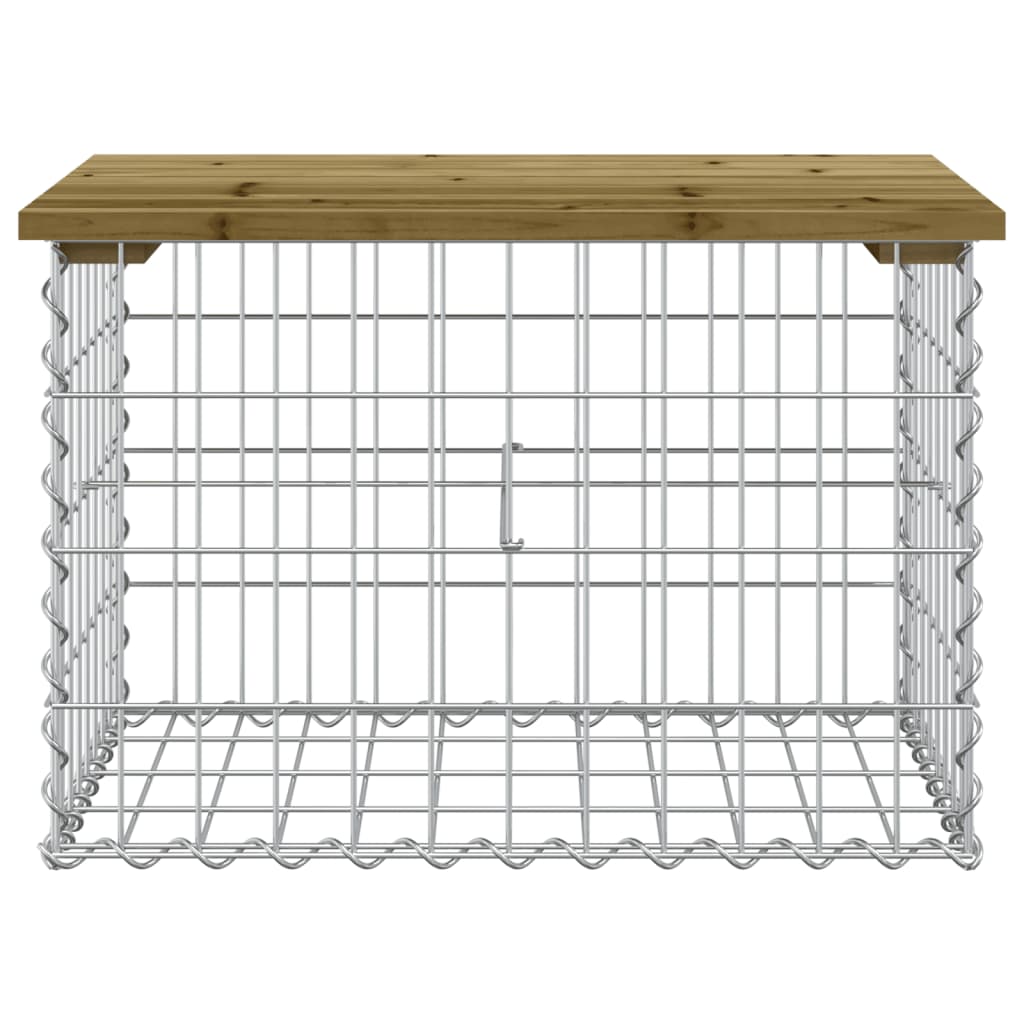 vidaXL Bancă grădină, design gabion, 63x44x42 cm, lemn pin impregnat