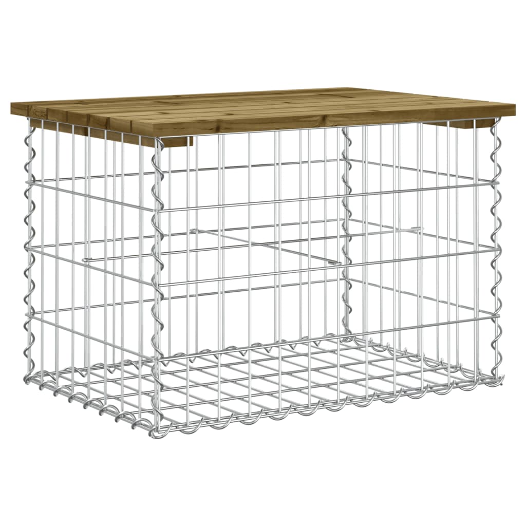 vidaXL Bancă grădină, design gabion, 63x44x42 cm, lemn pin impregnat
