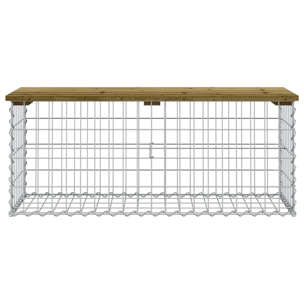 vidaXL Bancă grădină, design gabion, 103x44x42 cm, lemn pin impregnat
