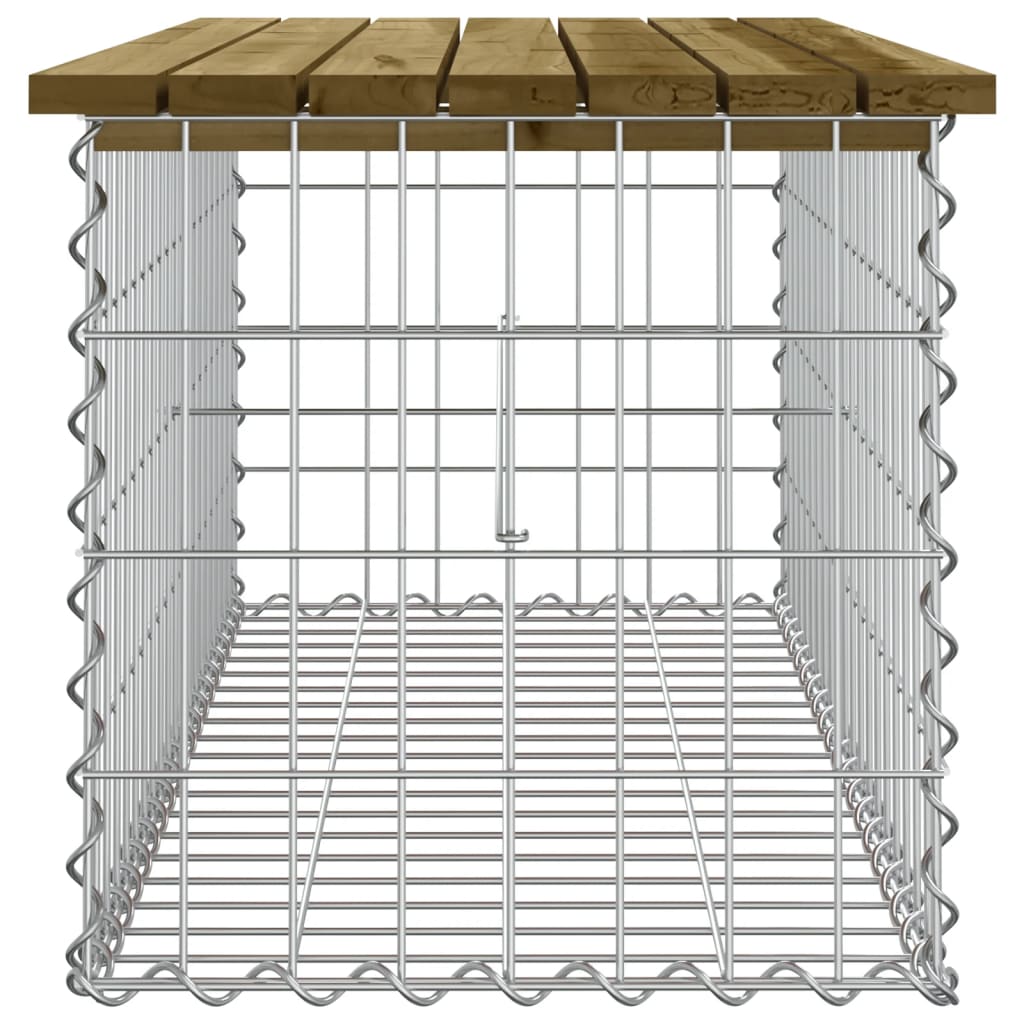 vidaXL Bancă grădină, design gabion, 103x44x42 cm, lemn pin impregnat
