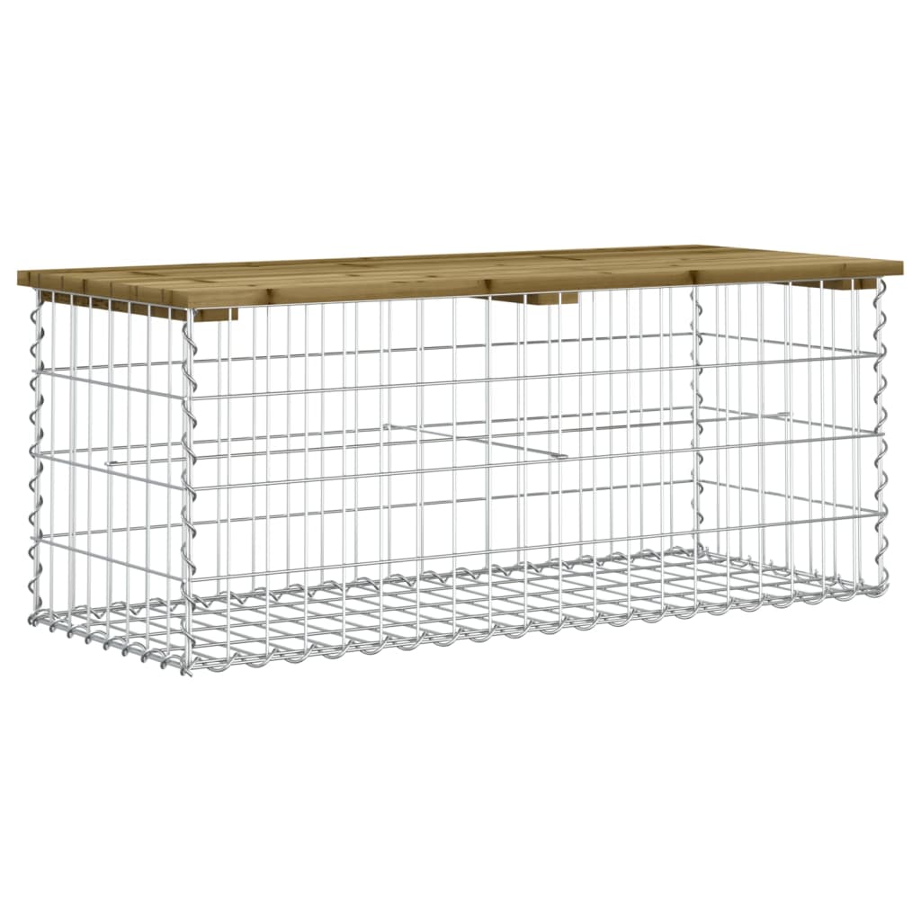 vidaXL Bancă grădină, design gabion, 103x44x42 cm, lemn pin impregnat