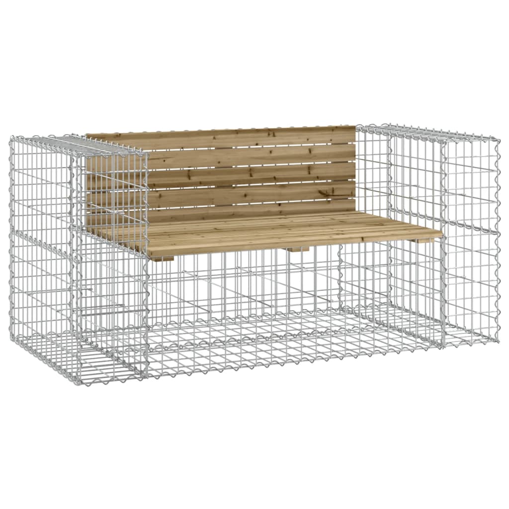 vidaXL Bancă grădină, design gabion, 143x71x65,5cm, lemn pin impregnat