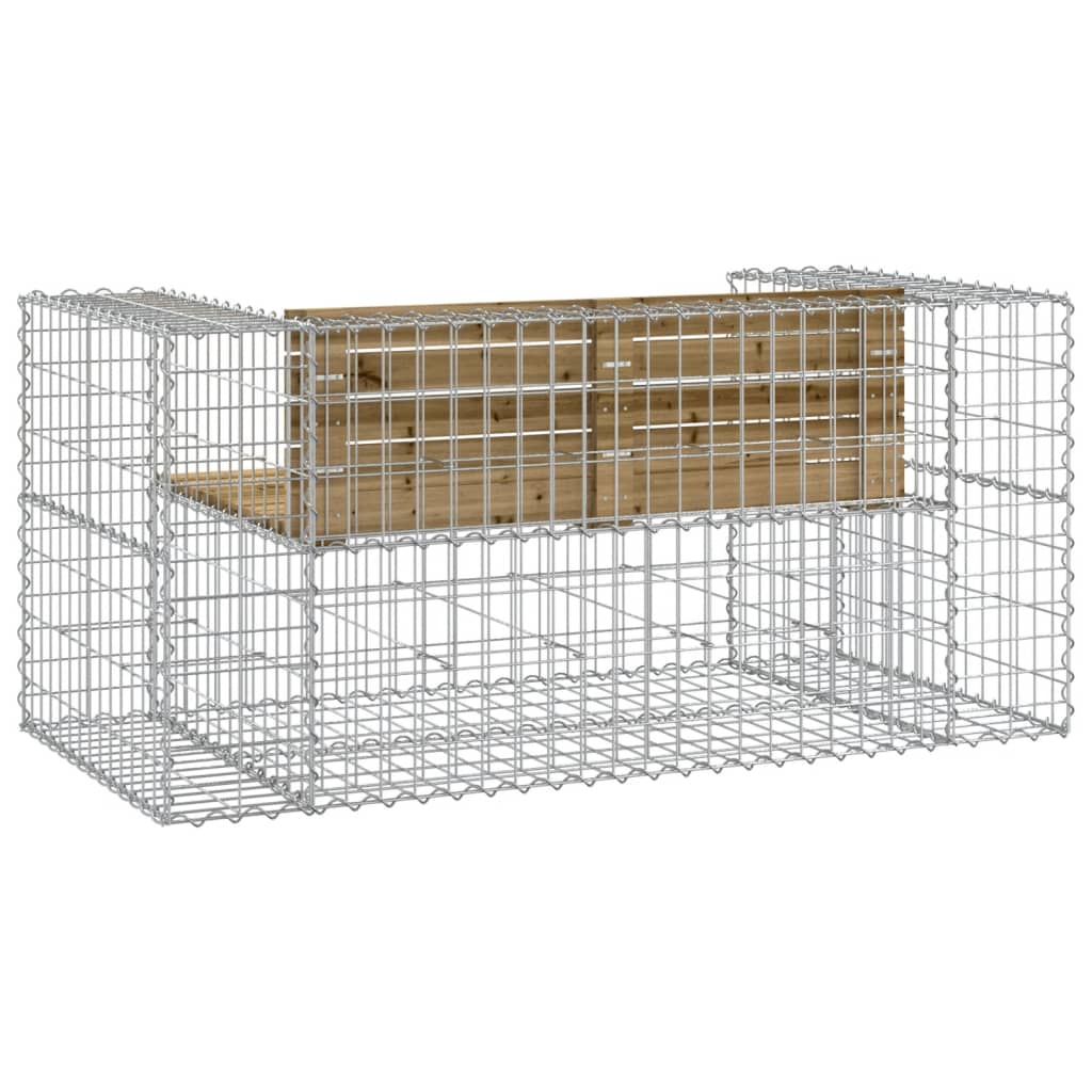 vidaXL Bancă grădină, design gabion, 143x71x65,5cm, lemn pin impregnat